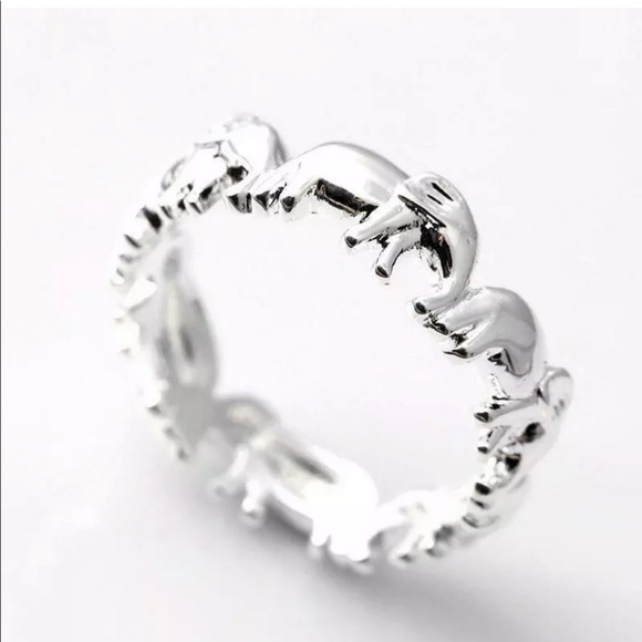 Silver Lucky Elephant Eternity Band Ring - Picture 3 of 5